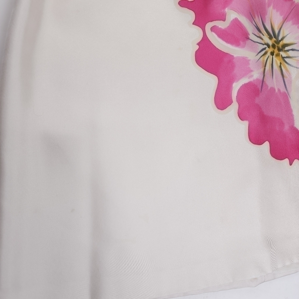 Badgley Mischka Cream Pink Floral Silk Dress Sz 8 - Picture 10 of 12